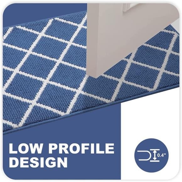 Indoor Door Mat, Non-Slip Absorbent Resist Dirt Entrance Rug, 20" x 32", Navy - Picture 4 of 6